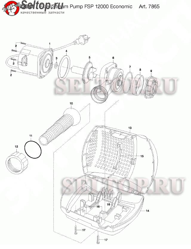 Запчасти для насоса для фильтров и ручьев Gardena fsp 12000 economic (артикул 7865-20)