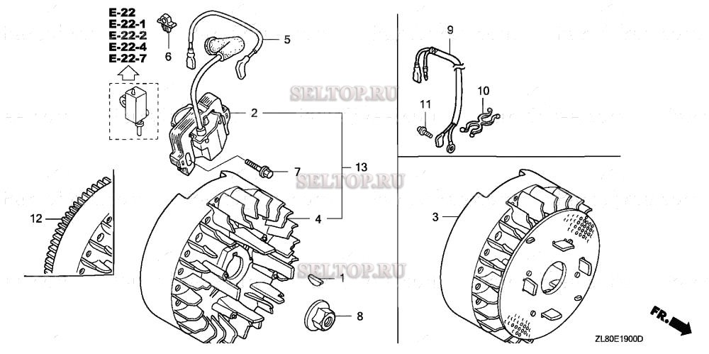 Маховик, катушка зажигания для Honda GC135 VHA
