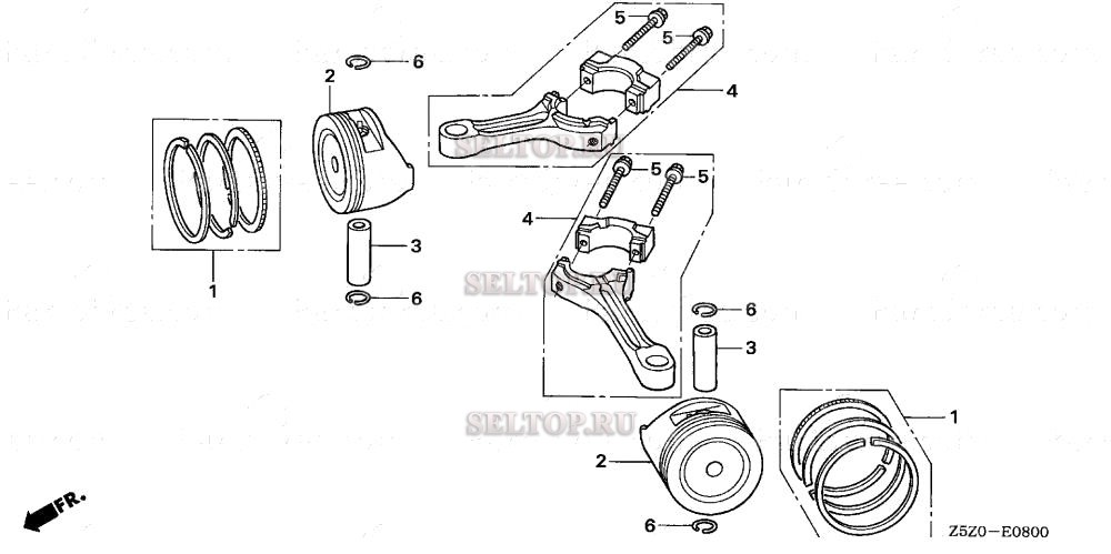 Поршень, шатун для Honda GCV520U QEA9