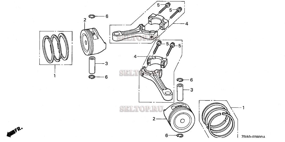 Поршень, шатун для Honda GCV530 QEA1/A