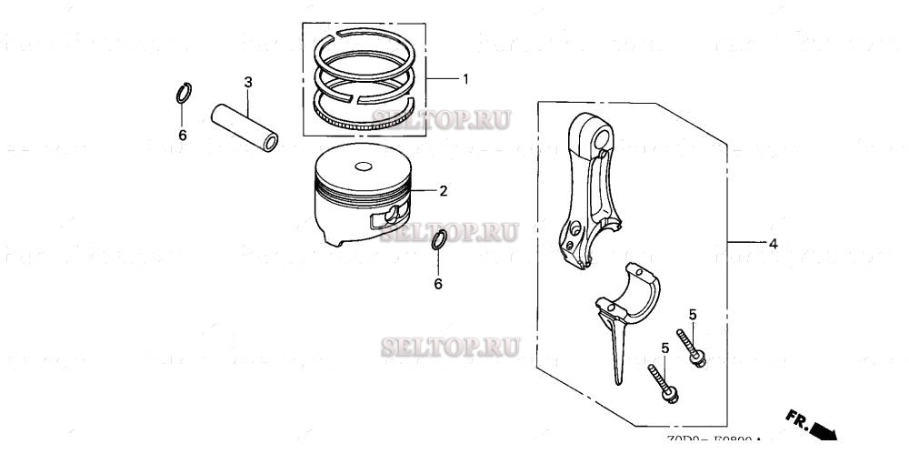 Поршень, шатун для Honda GX100 KRA2/B