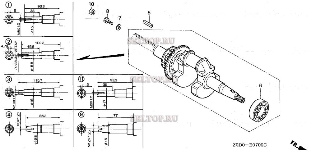 Коленвал для Honda GX100 QA2/A