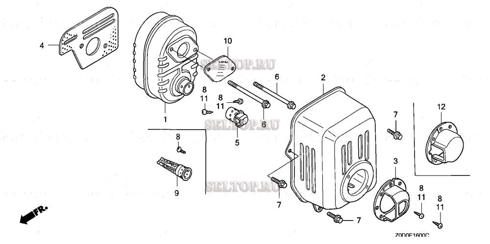Глушитель (стандартный) для Honda GX100 QA2/B