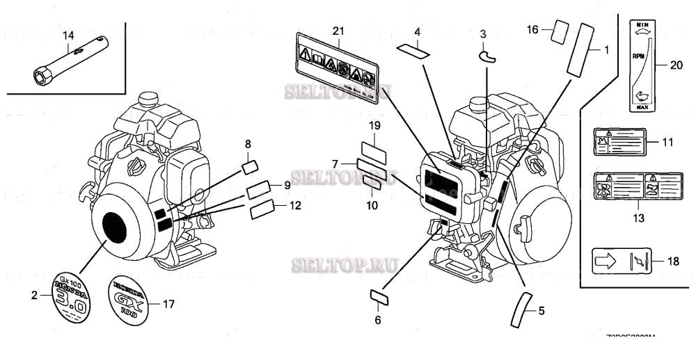 Этикетка для Honda GX100 QAD