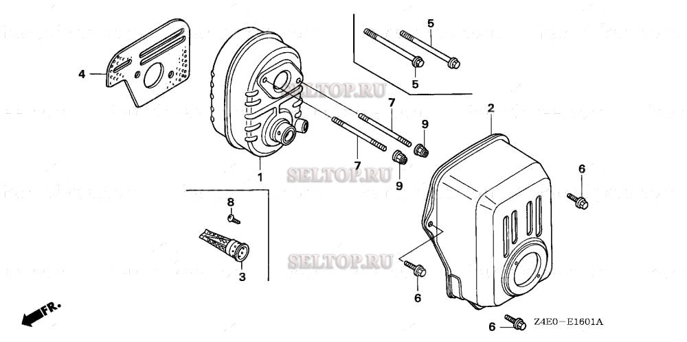 Глушитель (2) для Honda GX100U KRMG