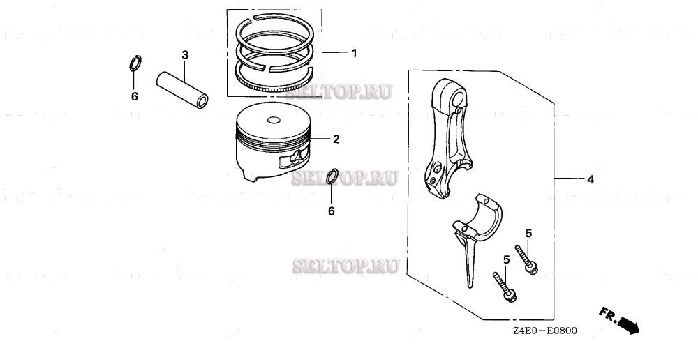 Поршень, шатун для Honda GX100U KRS