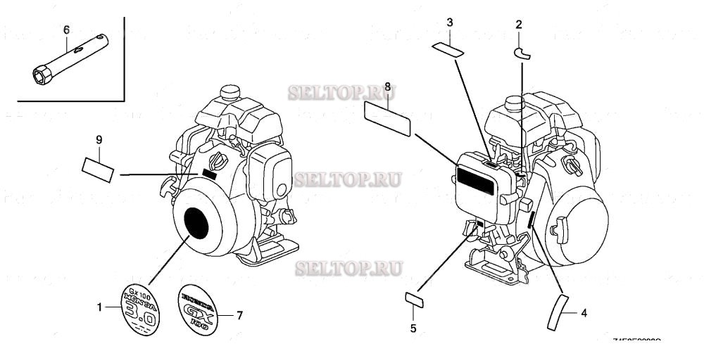 Этикетка, инструмент для Honda GX100U KRWF
