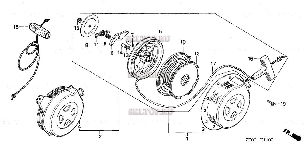 Ручной стартер для Honda GX110 QXC