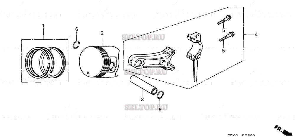 Поршень, шатун для Honda GX110 VA