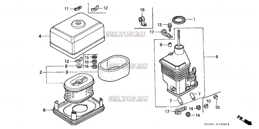 Воздушный фильтр (1) для Honda GX120K1 HT2