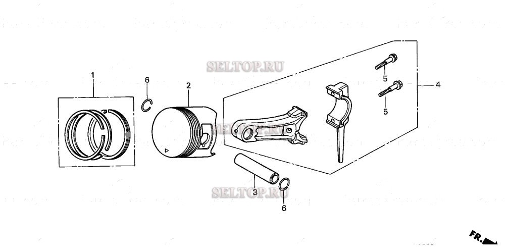 Поршень, шатун для Honda GX120K1 HX