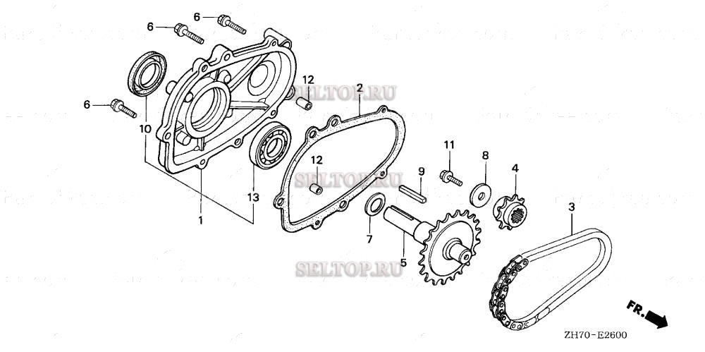 Редуктор (1/2) (1) для Honda GX120K1 LJD2