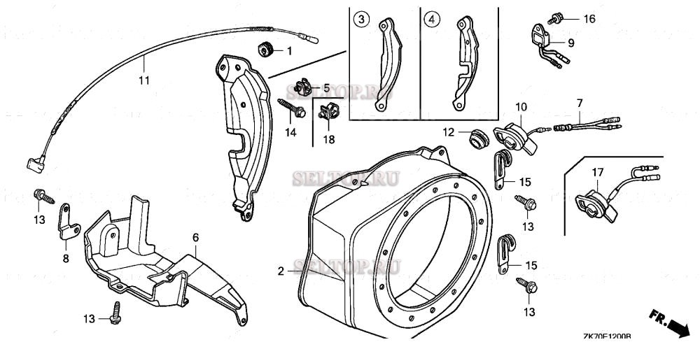 Кожух вентилятора для Honda GX120K1 QX2/A