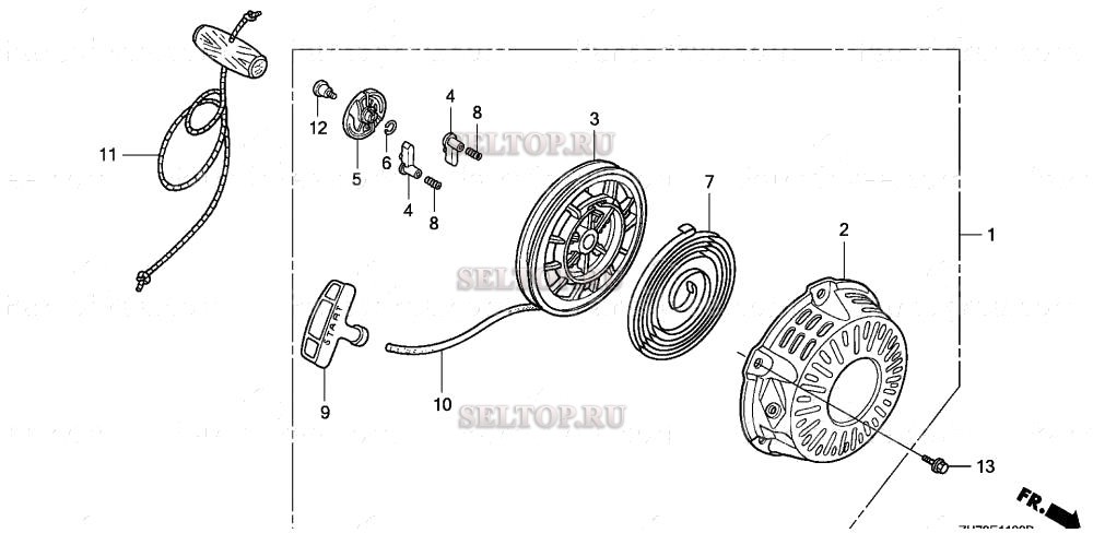Ручной стартер (1) для Honda GX120K1 QXC9