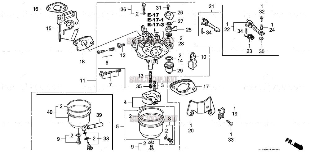 Карбюратор (2) для Honda GX120K1 RX/A