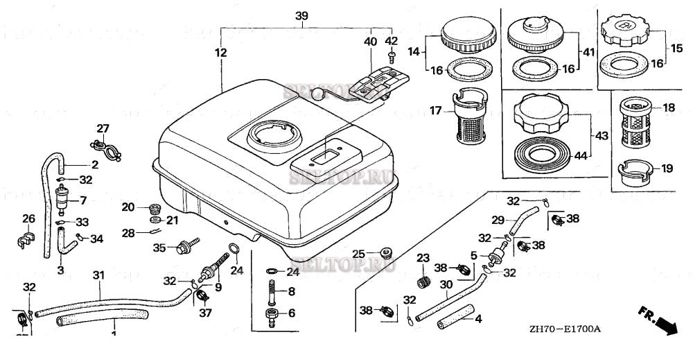 Топливный бак (1) для Honda GX120K1 SWX2