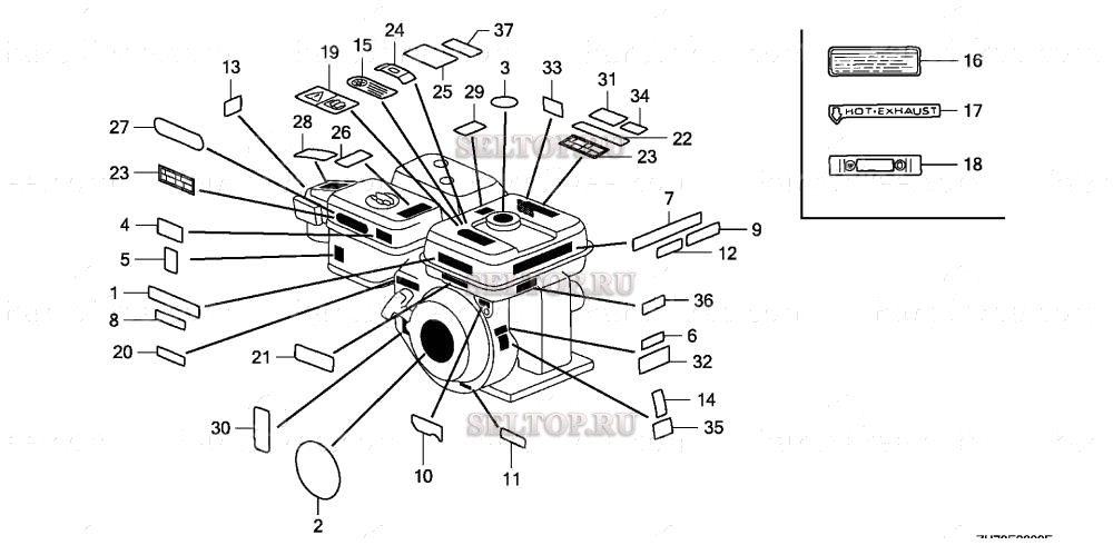 Этикетки для Honda GX120K1 SWX2