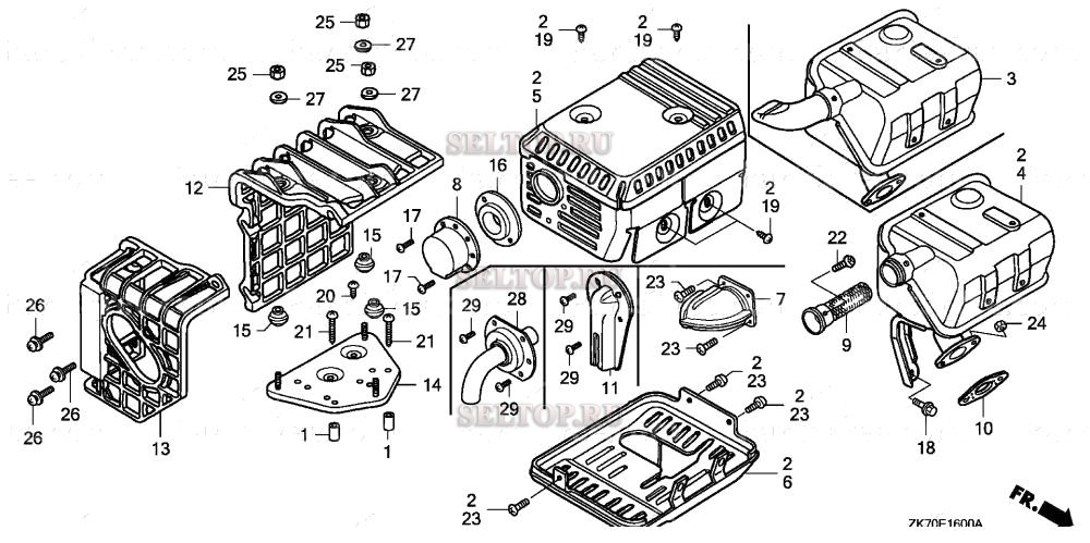 Глушитель (1) для Honda GX120K1 SWX2/A