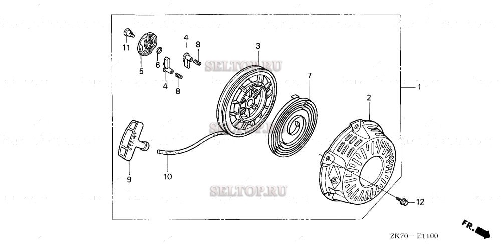 Ручной стартер (1) для Honda GX120K1 VPM4