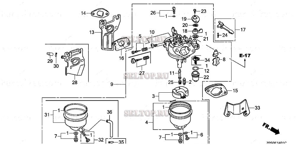 Карбюратор (2) для Honda GX120T1 TX2