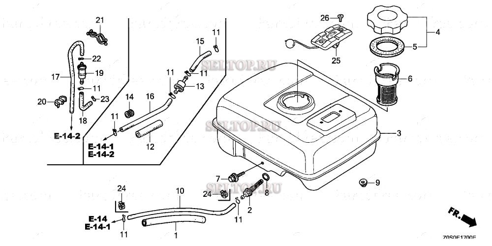Топливный бак для Honda GX120T1 TX2