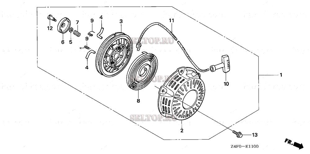 Ручной стартер для Honda GX120U1 RHQ4
