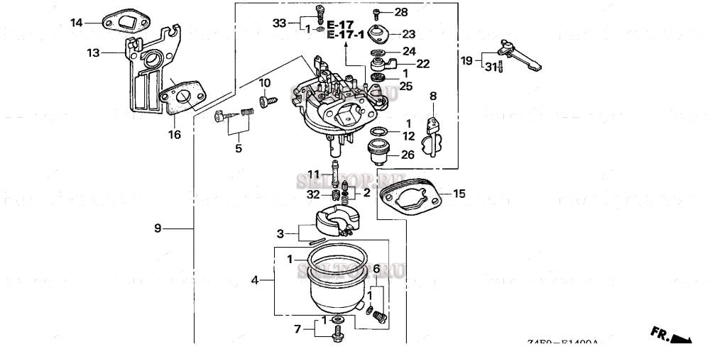 Карбюратор (1) для Honda GX120U1 SHQ4