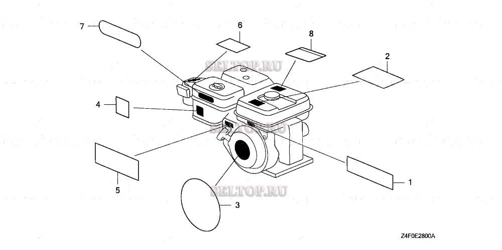 Этикетка для Honda GX120U1 SHQ4