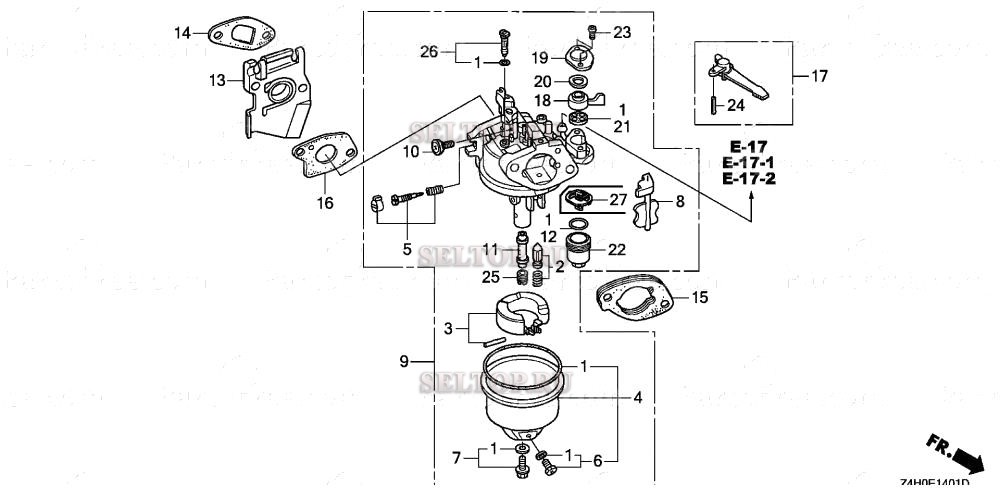 Карбюратор (2) для Honda GX120UT1 VX4
