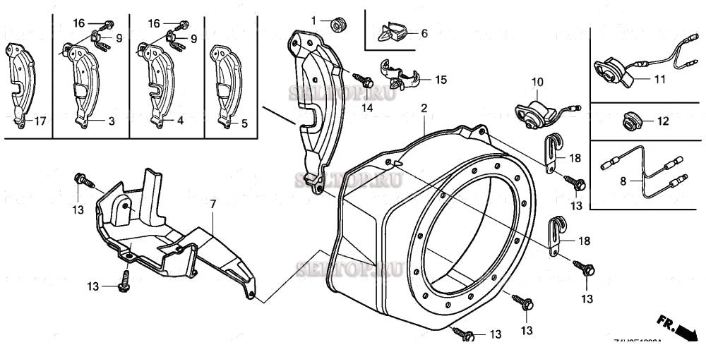 Кожух вентилятора для Honda GX120UT1 VXU