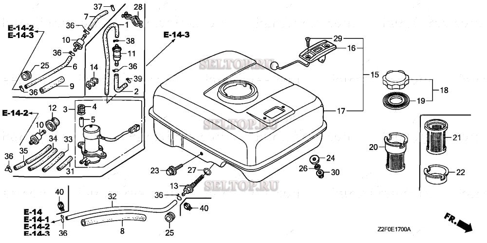 Топливный бак (1) для Honda GX160K1 AR/B