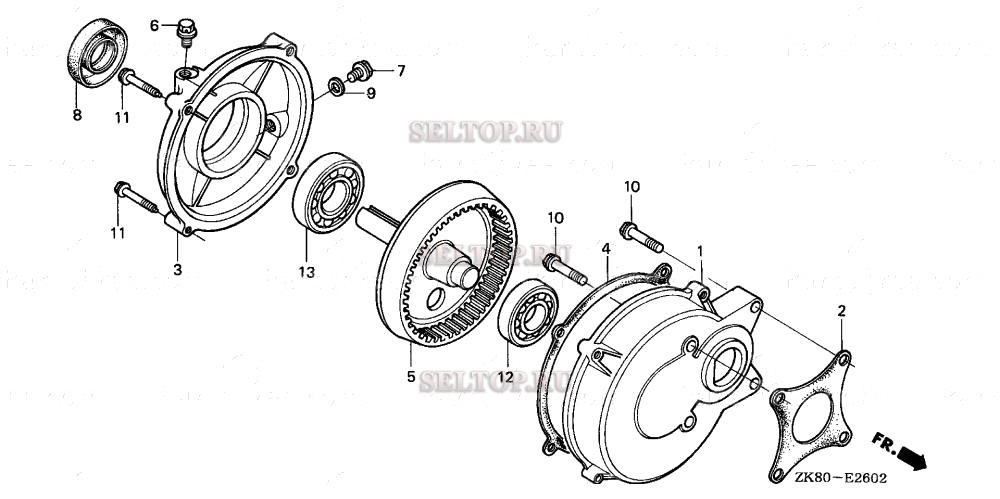 Редуктор (3) для Honda GX160K1 HX/A
