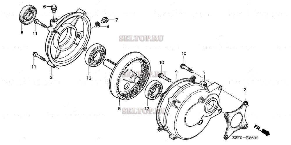 Редуктор (3) для Honda GX160K1 HX2/B
