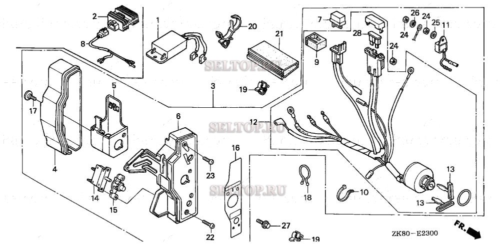 Блок управления (1) для Honda GX160K1 QAX2/A