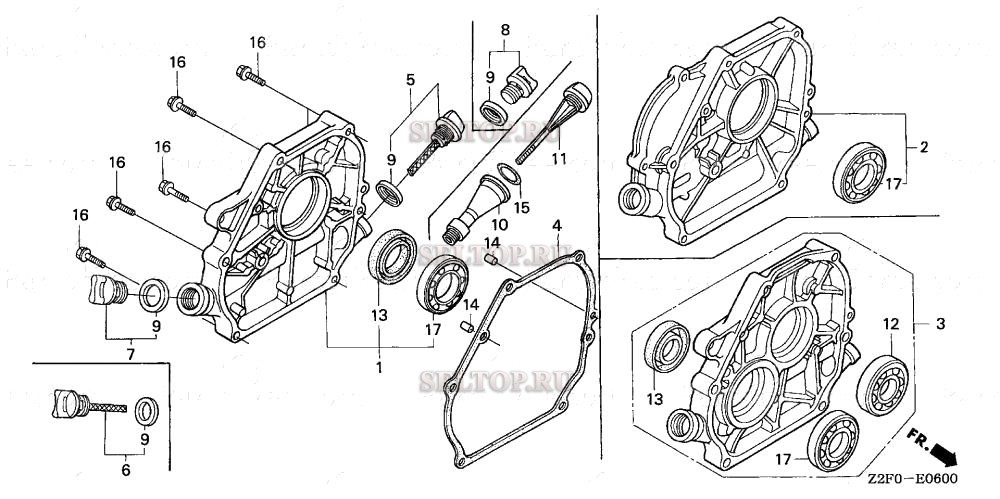 Крышка картера (1) для Honda GX160K1 QS2/B