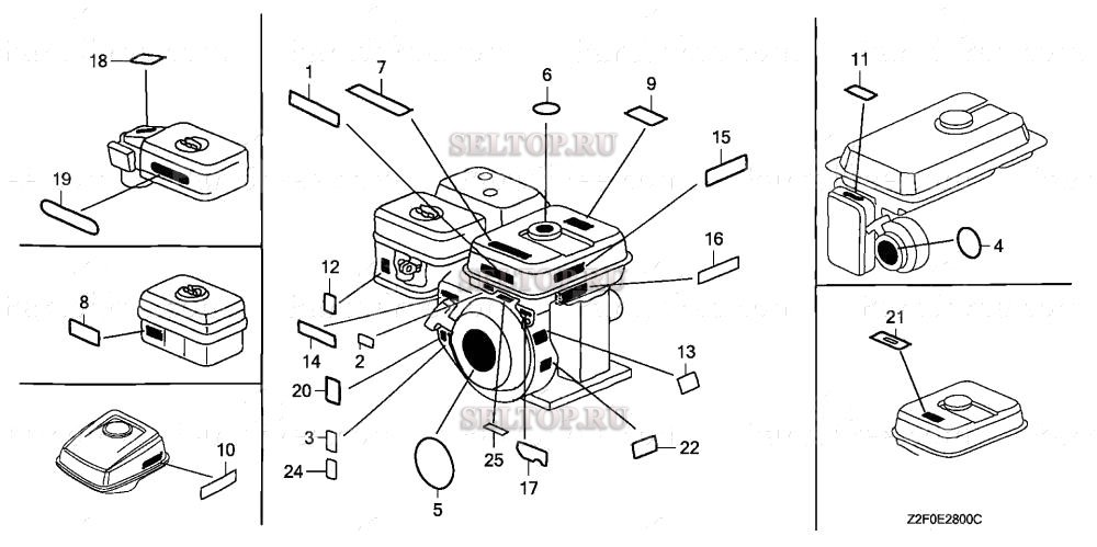 Этикетка (1) для Honda GX160K1 QXF2/B