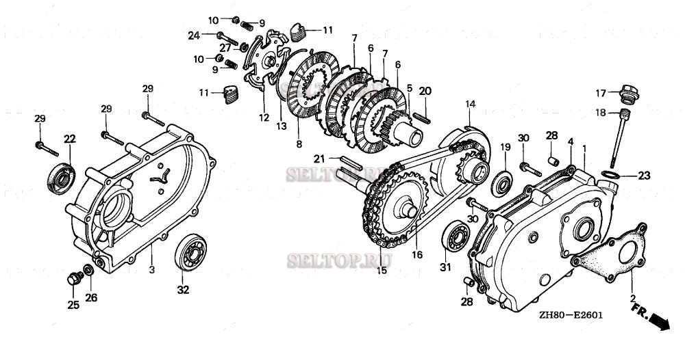 Редуктор (2) для Honda GX160K1 RHA2