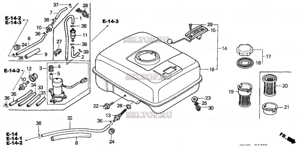 Топливный бак (1) для Honda GX160K1 VX/A