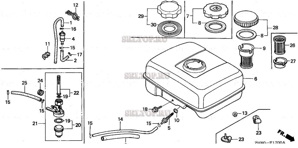 Топливный бак (1) для Honda GX160K1 VXW