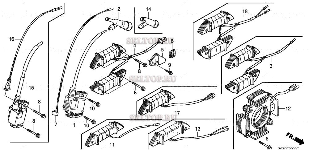 Катушка зажигания для Honda GX160T1 QGR9