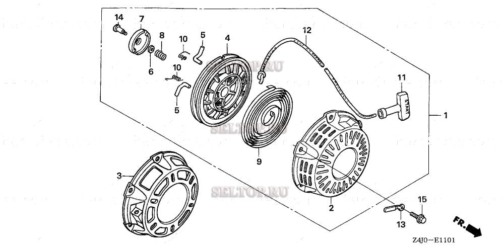 Ручной стартер (2) для Honda GX160U1 HXE8