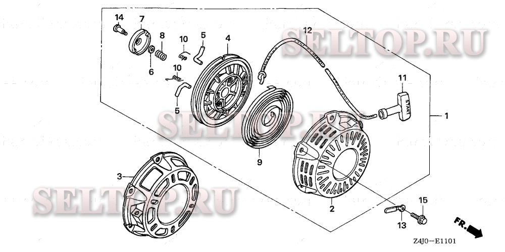 Ручной стартер (2) для Honda GX160U1 SXU