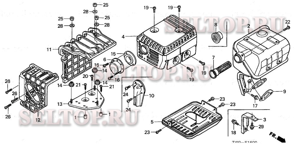 Глушитель (1) для Honda GX160U1 VSD1