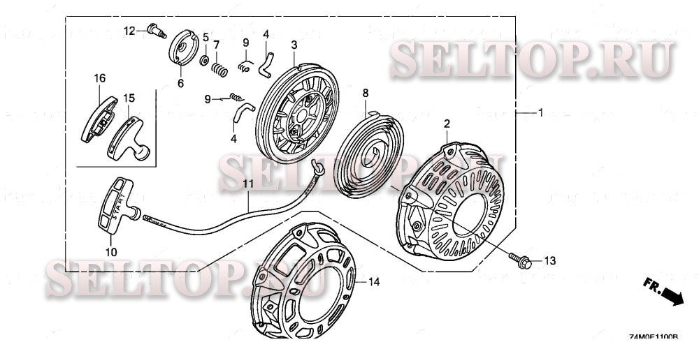 Ручной стартер для Honda GX160UT1 SMC9