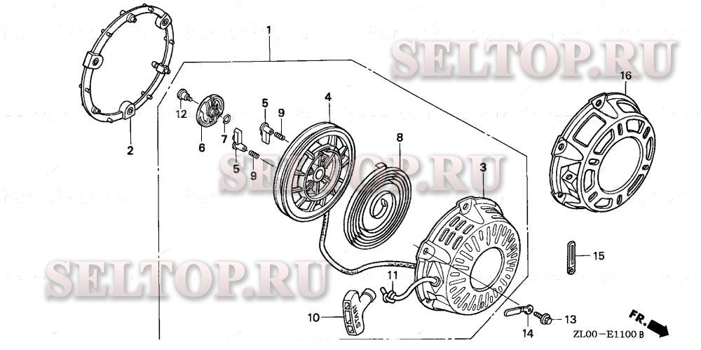 Ручной стартер (1) для Honda GX200 QG2
