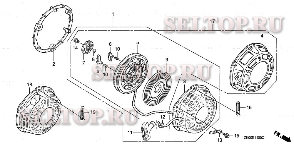 Ручной стартер (1) для Honda GX200 RX2/A