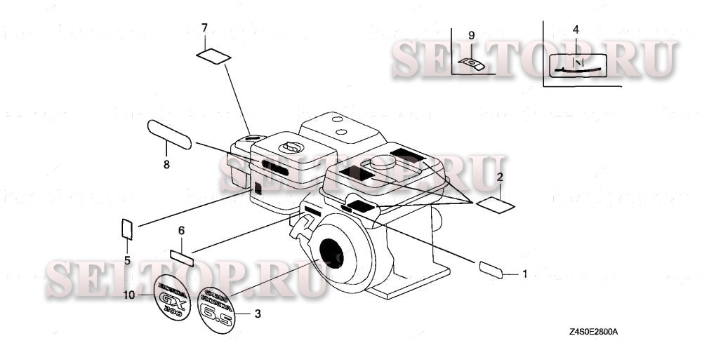 Этикетка для Honda GX200U RHA2