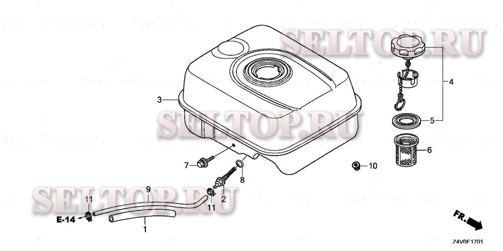 Топливный бак (2) для Honda GX200UT2 QXE2