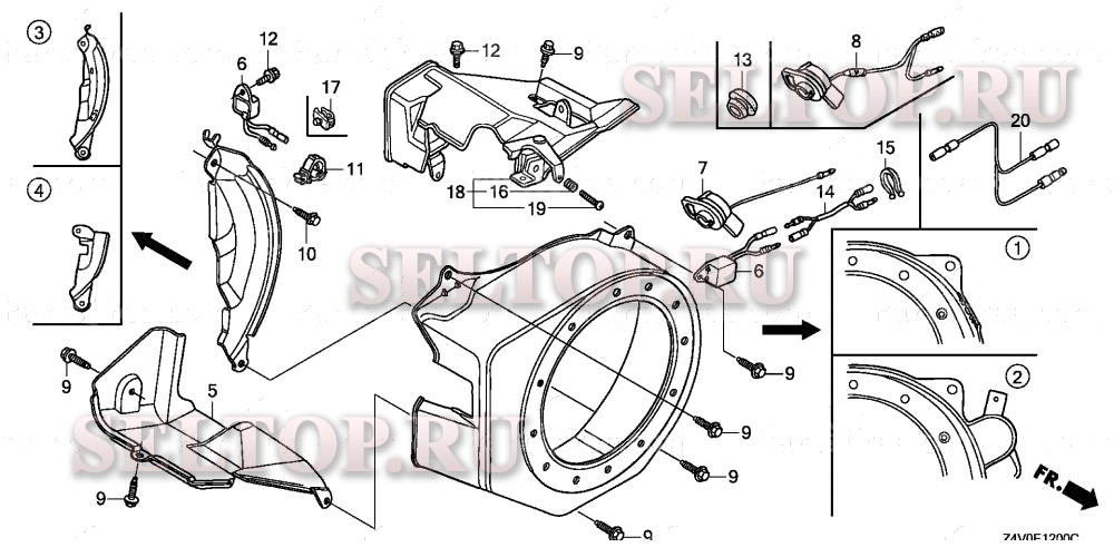Кожух вентилятора для Honda GX200UT2 RXU