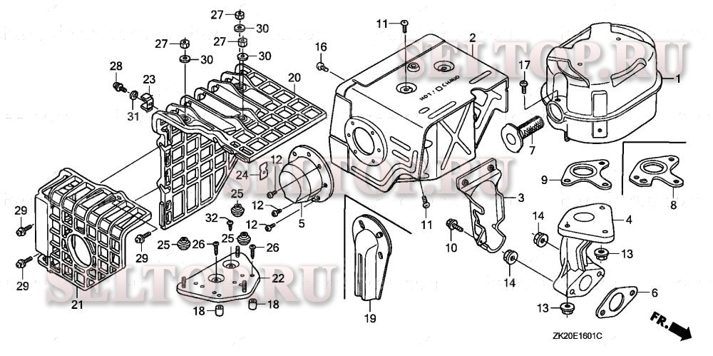 Глушитель (2) для Honda GX240K1 QAE2